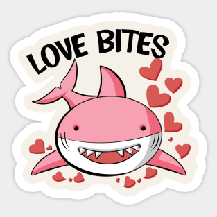 Love Bites Cute Shark Kids Valentines Day Sticker